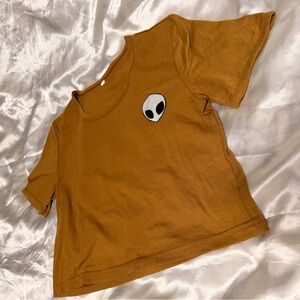 Mustard Crop Top with Alien Patch